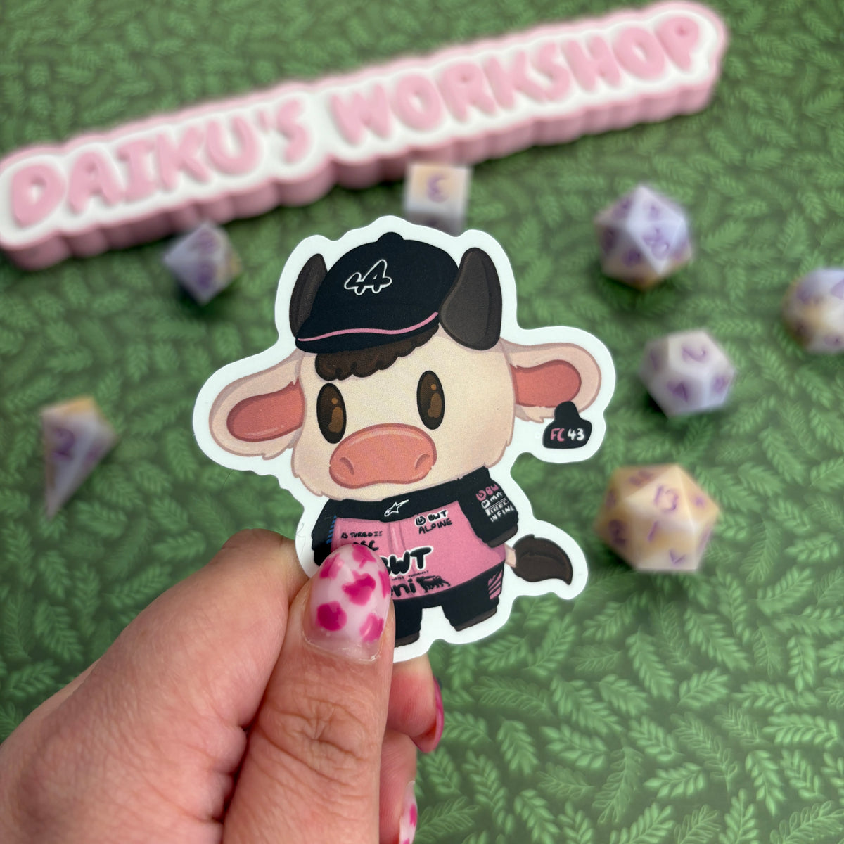F1 Cows ‘Franco Cow-lapinto’ Matte Vinyl Sticker