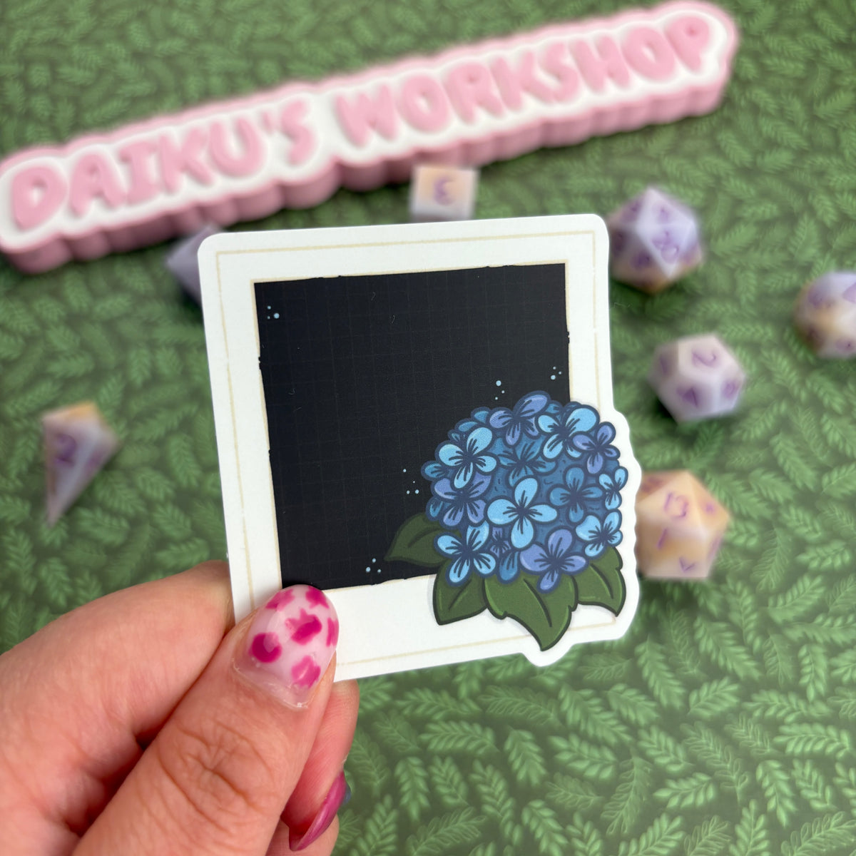 Hydrangea Polaroid Matte Vinyl Sticker
