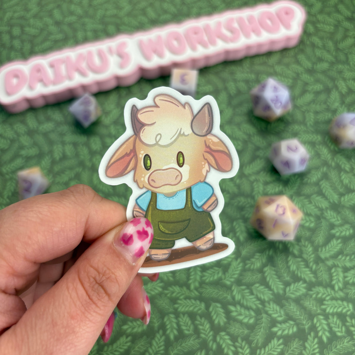 Overall Farmer Cow Matte Vinyl Sticker