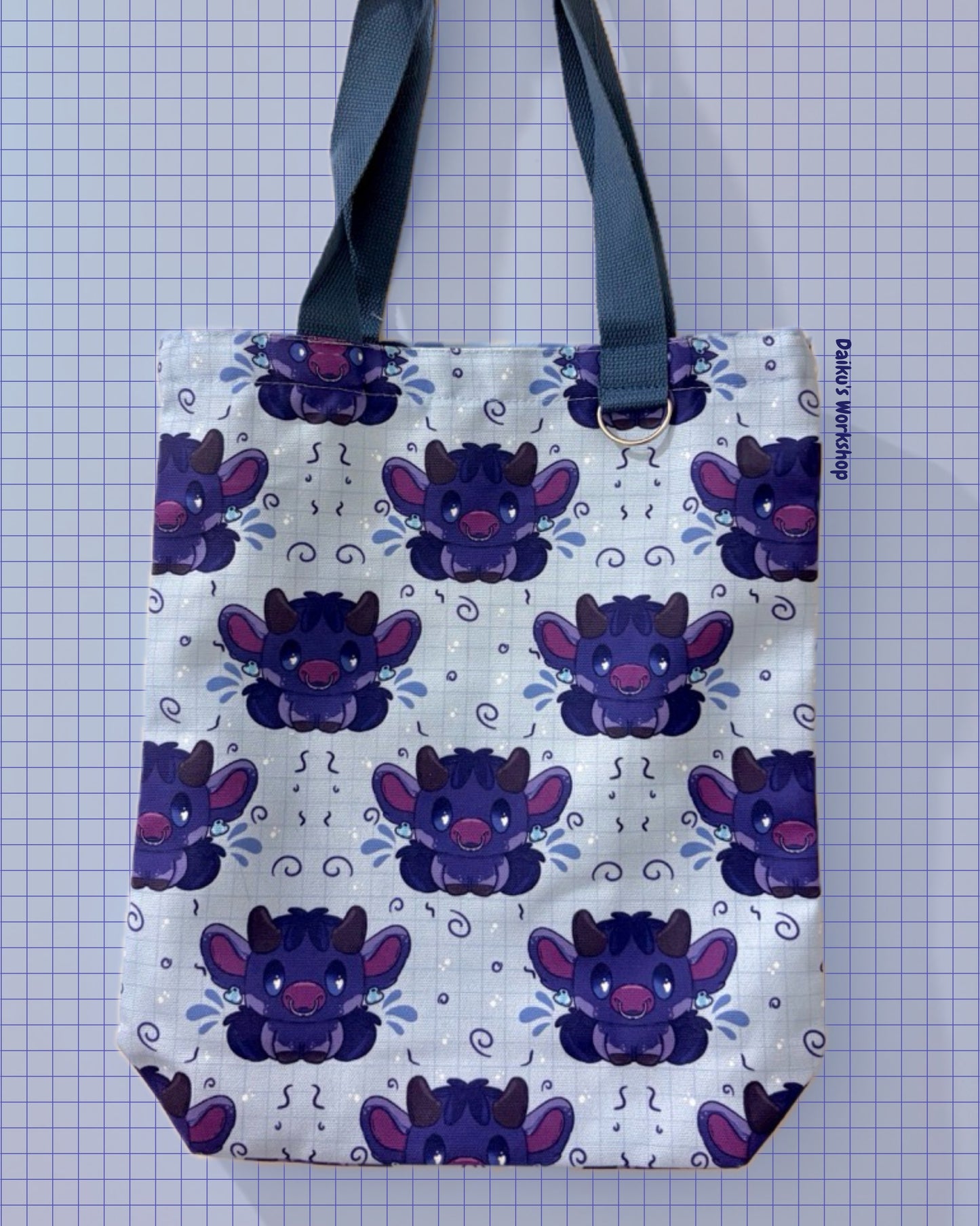 'Blueberry Cow' Canvas Tote Bag