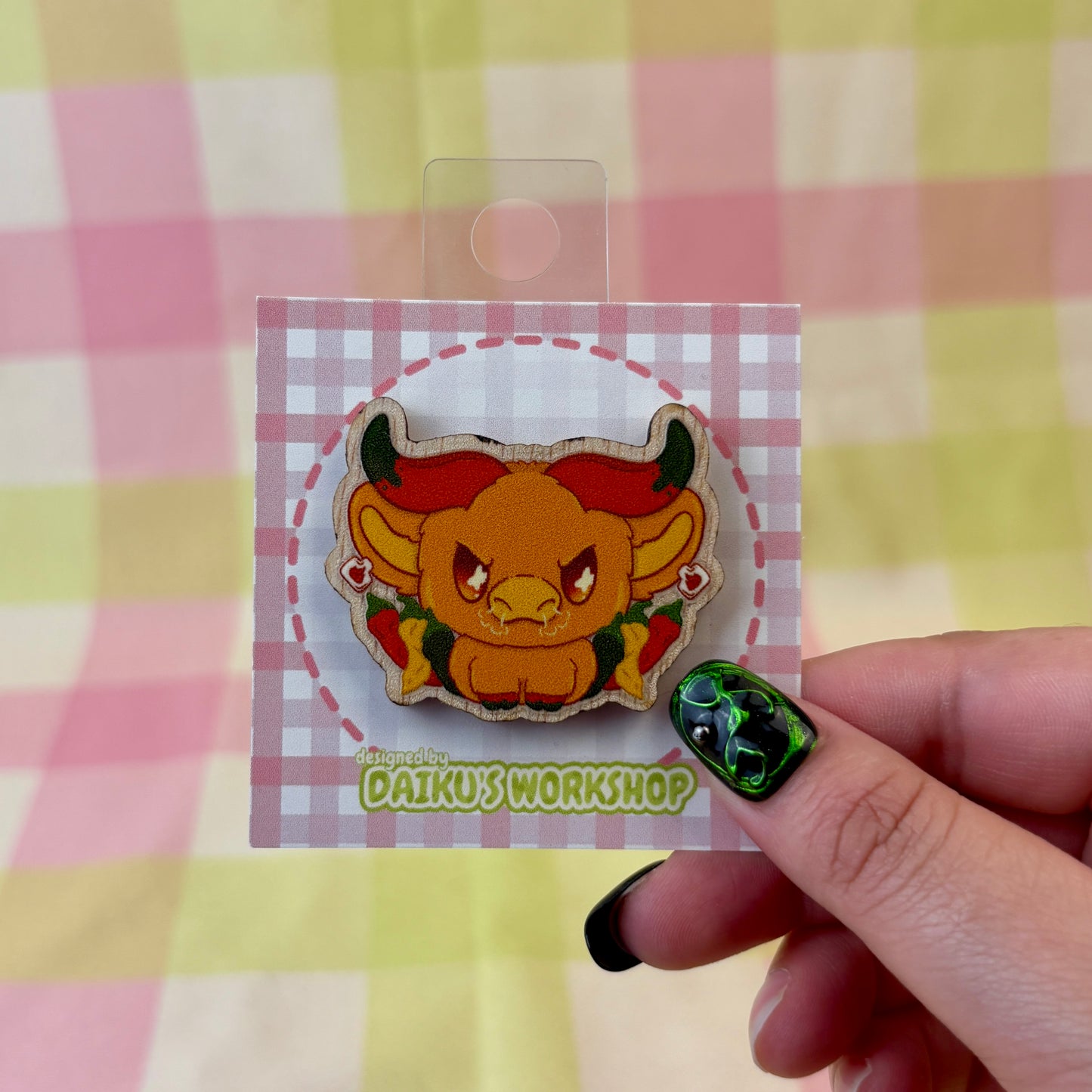 Chilli Cow Printed Wooden Pin