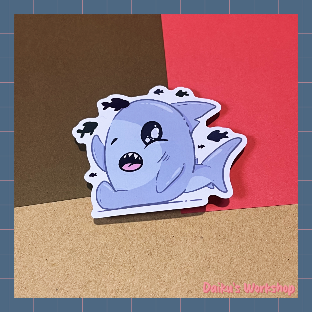 Curious Shark Friend Glossy Vinyl Sticker