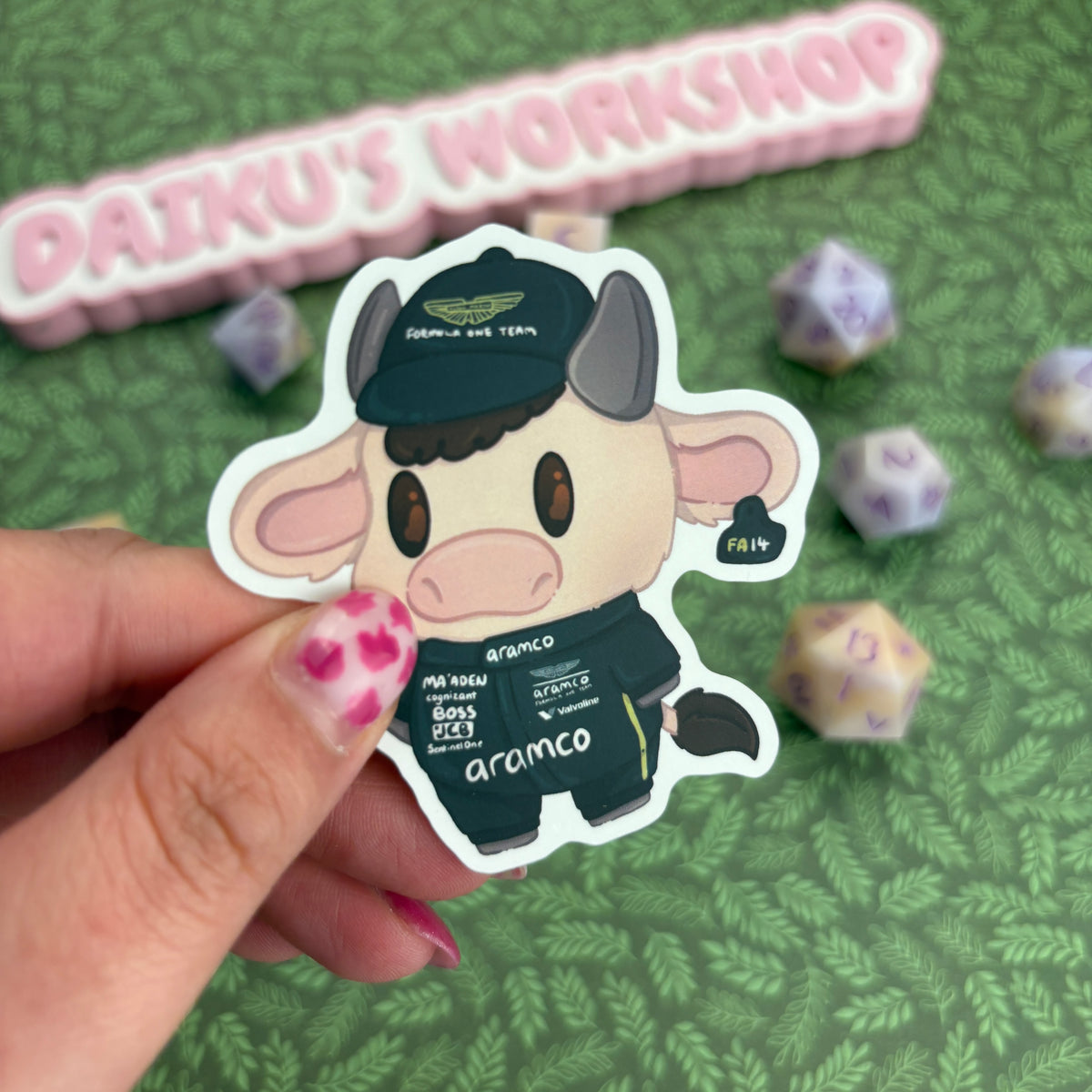 F1 Cows ‘Fernand-moo Alonso’ Matte Vinyl Sticker
