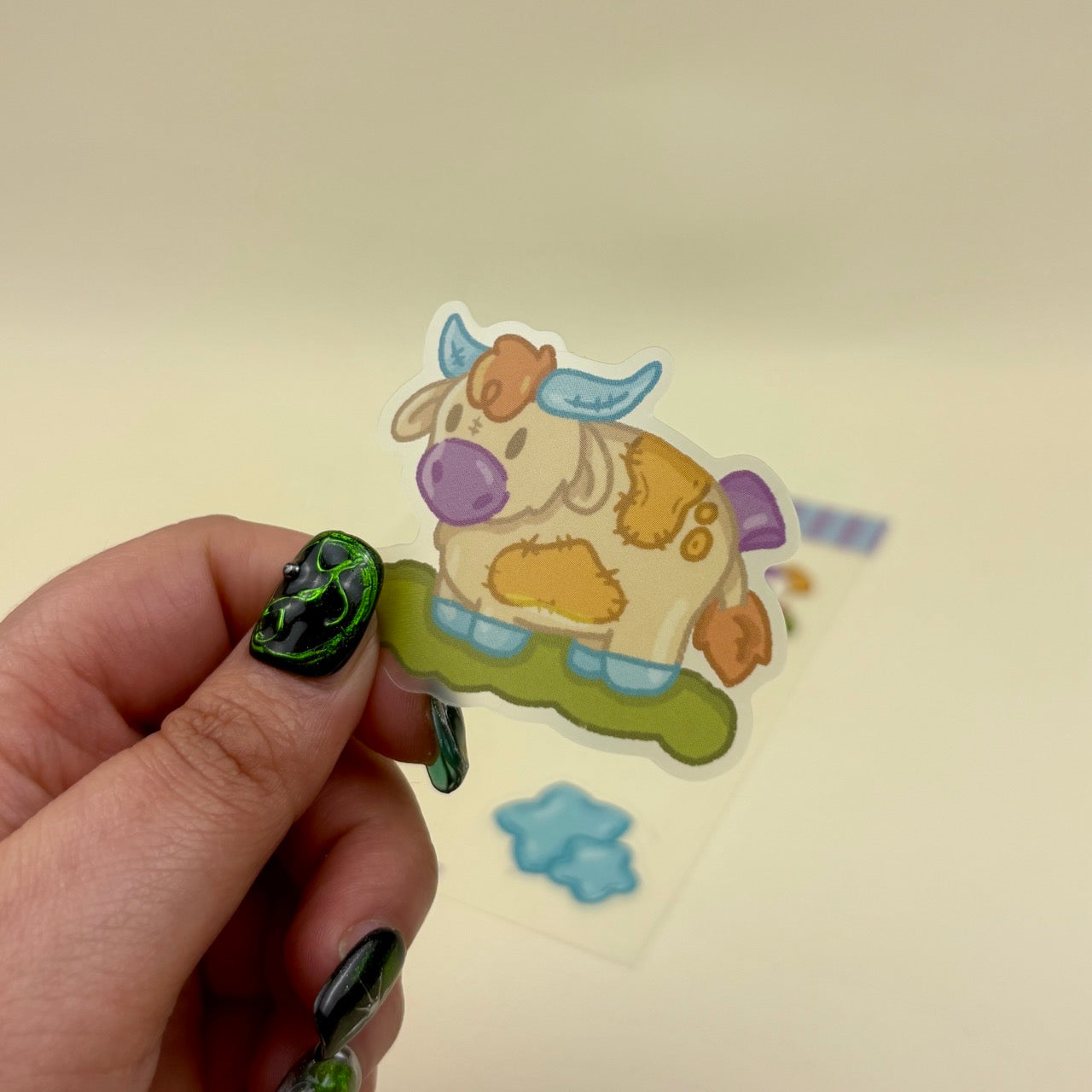 Cow Plushie A6 Clear Matte Vinyl Sticker Sheet