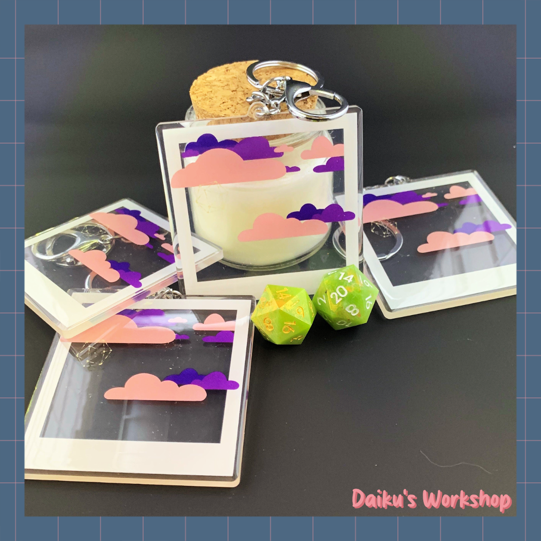 Dice Constellation Polaroid Acrylic Keychain Charm