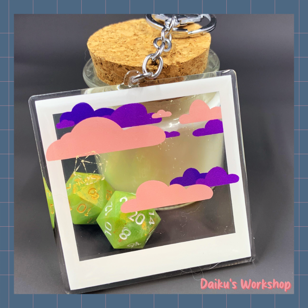 Dice Constellation Polaroid Acrylic Keychain Charm