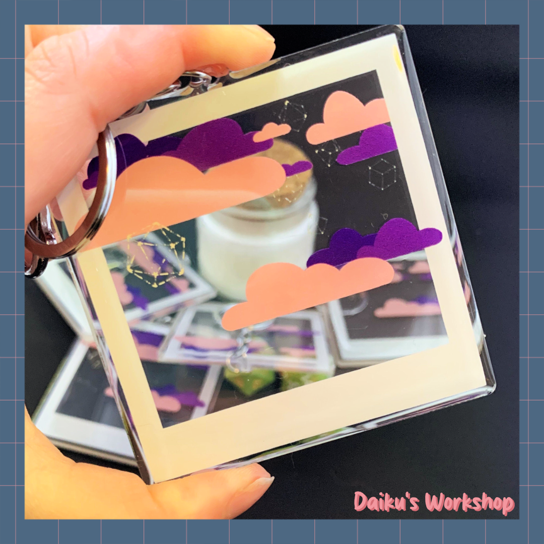 Dice Constellation Polaroid Acrylic Keychain Charm