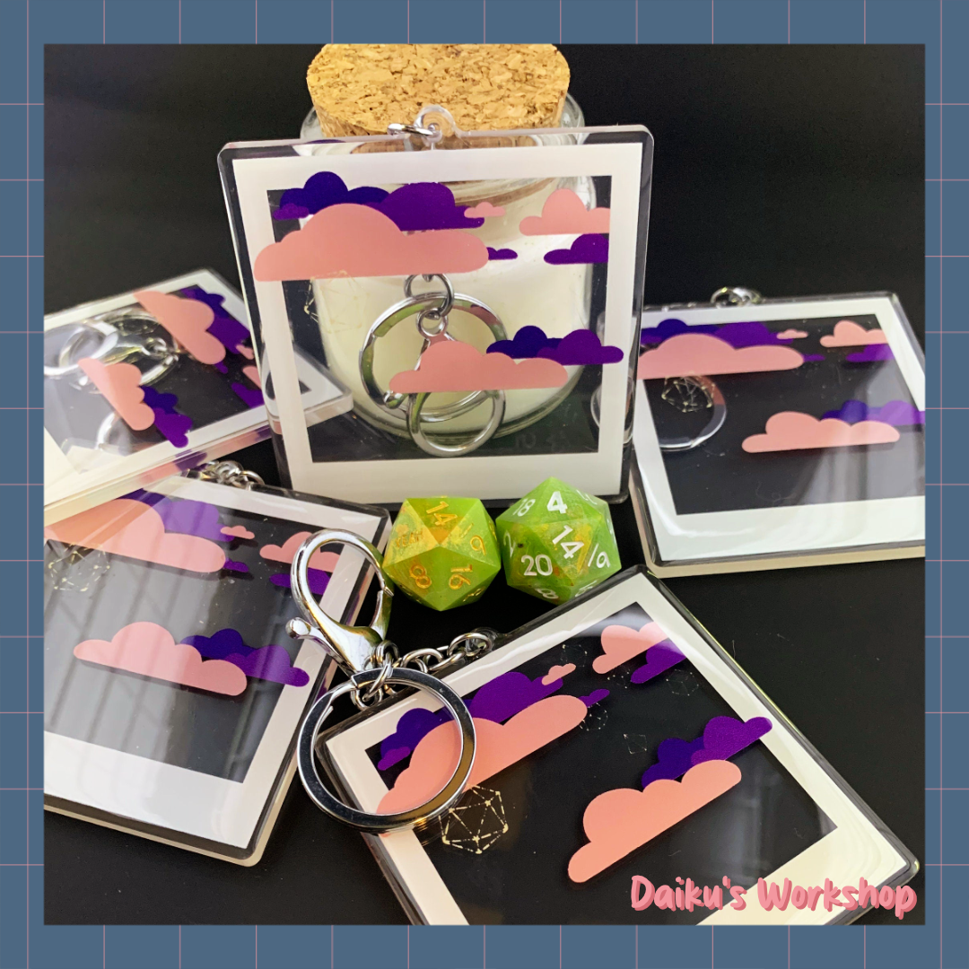 Dice Constellation Polaroid Acrylic Keychain Charm