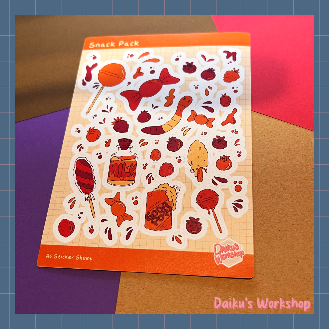 Snack Pack A6 Washi Tape Sticker Sheet