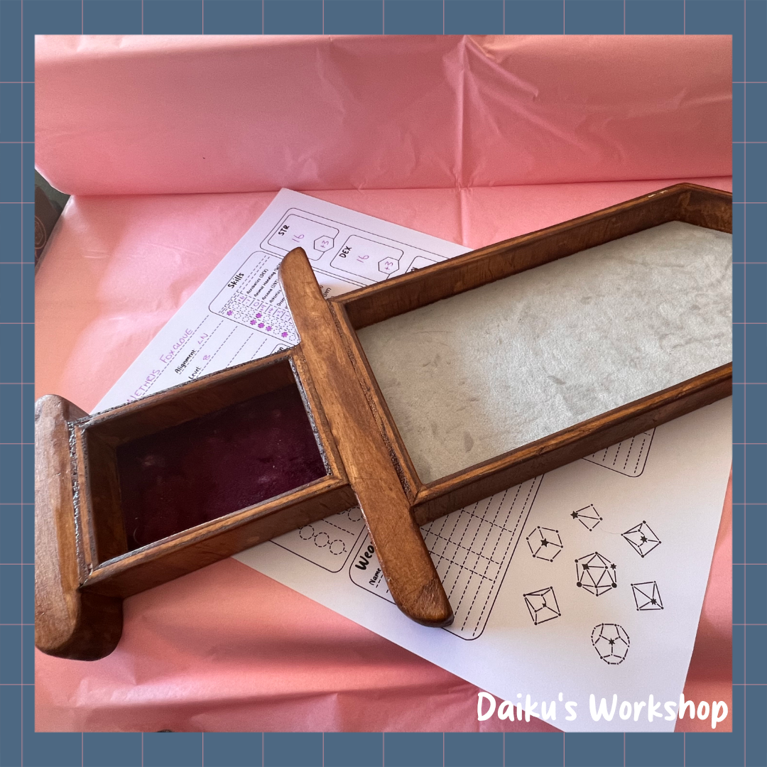 Handmade Wooden Sword Dice Tray