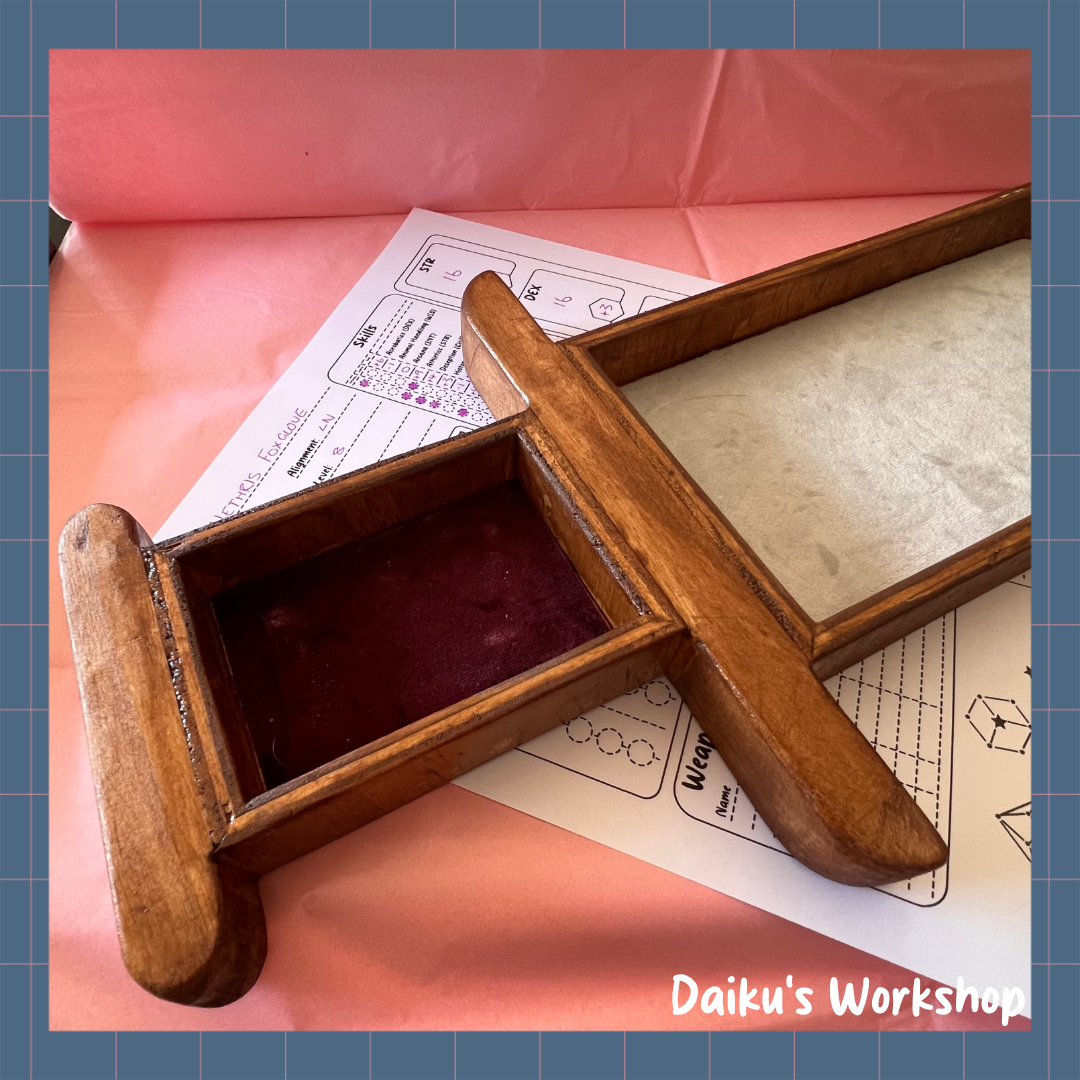Handmade Wooden Sword Dice Tray