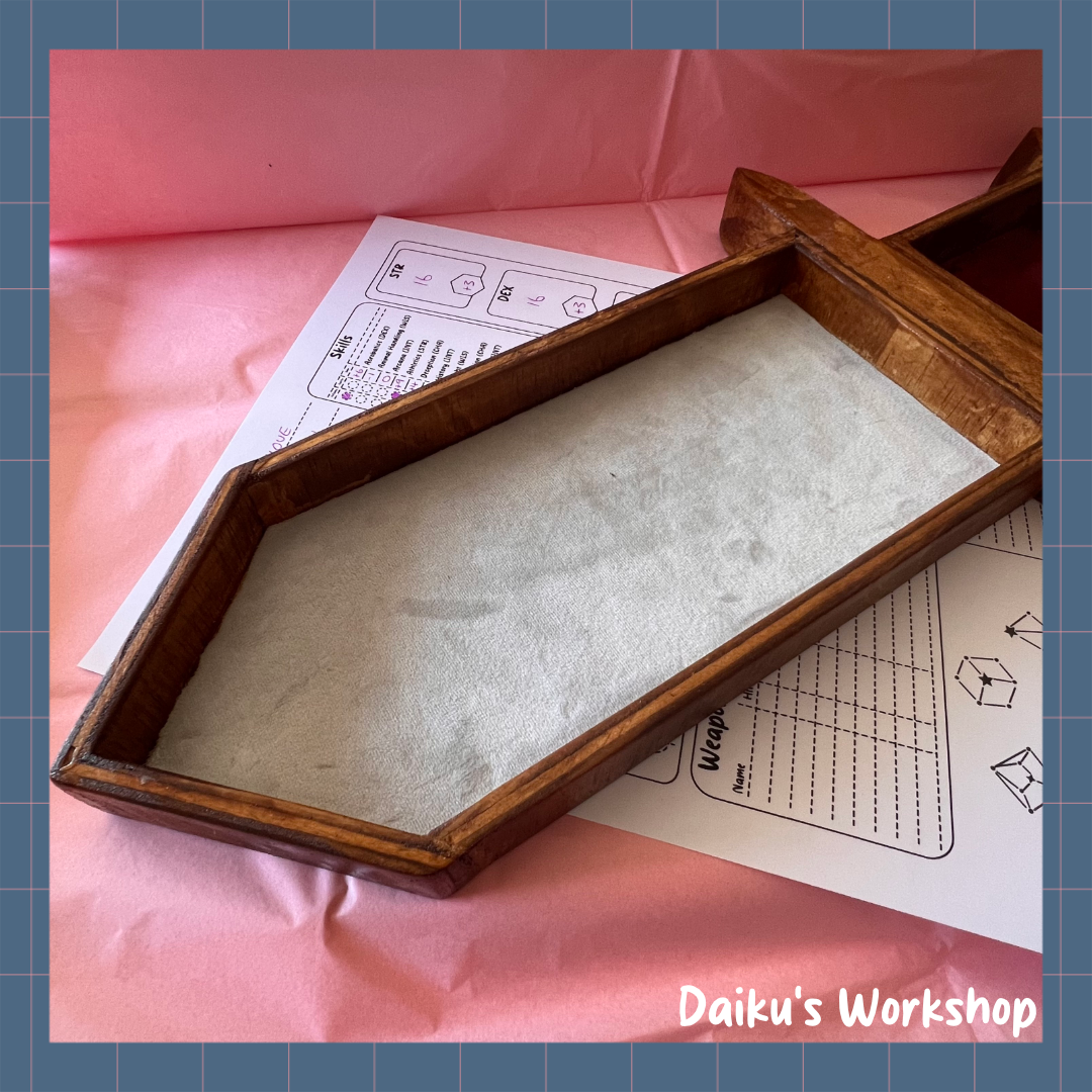 Handmade Wooden Sword Dice Tray