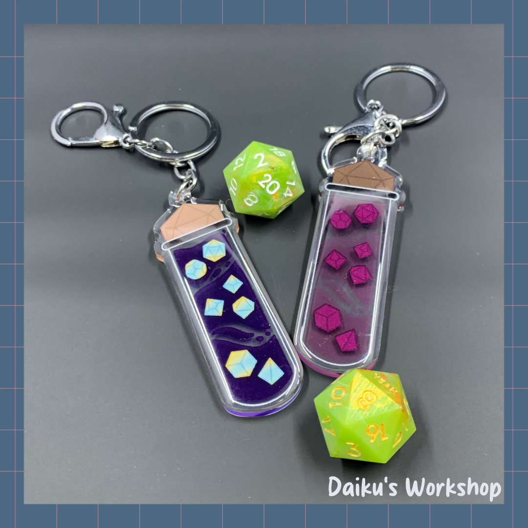 Dice Test Tube Acrylic Keychain