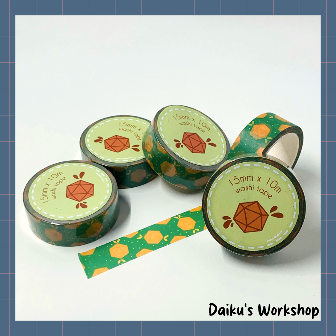 Fall Themed D20 Dice Washi Tape