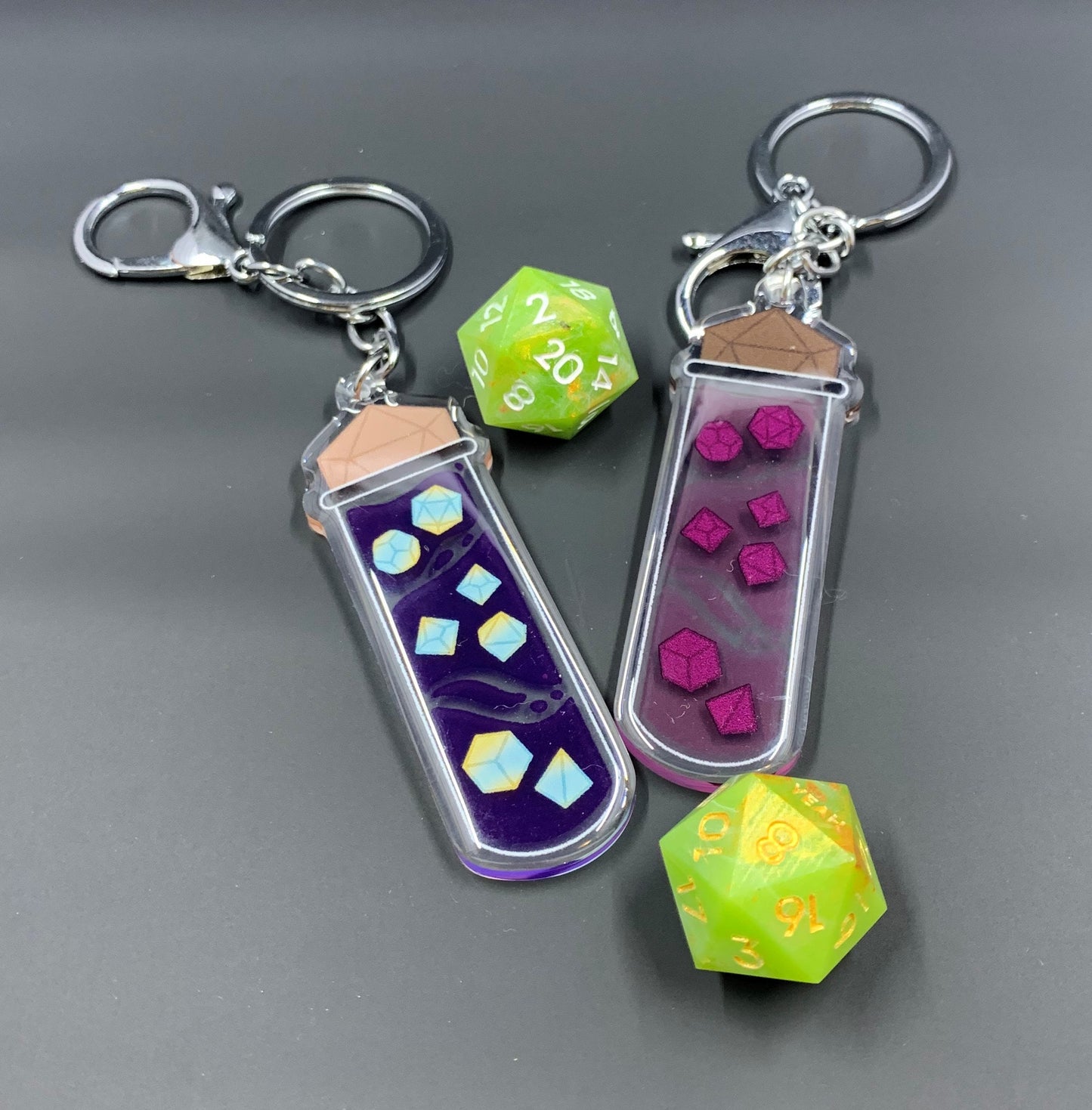 Dice Test Tube Acrylic Keychain