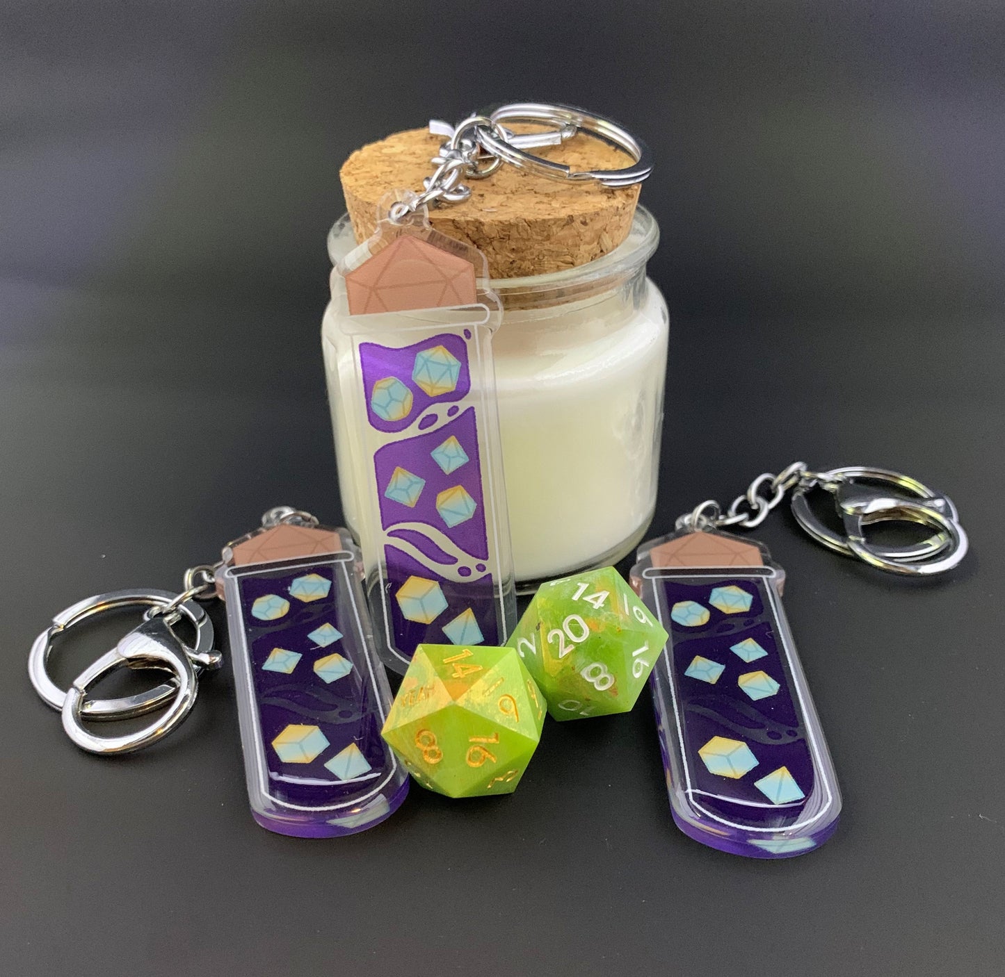 Dice Test Tube Acrylic Keychain