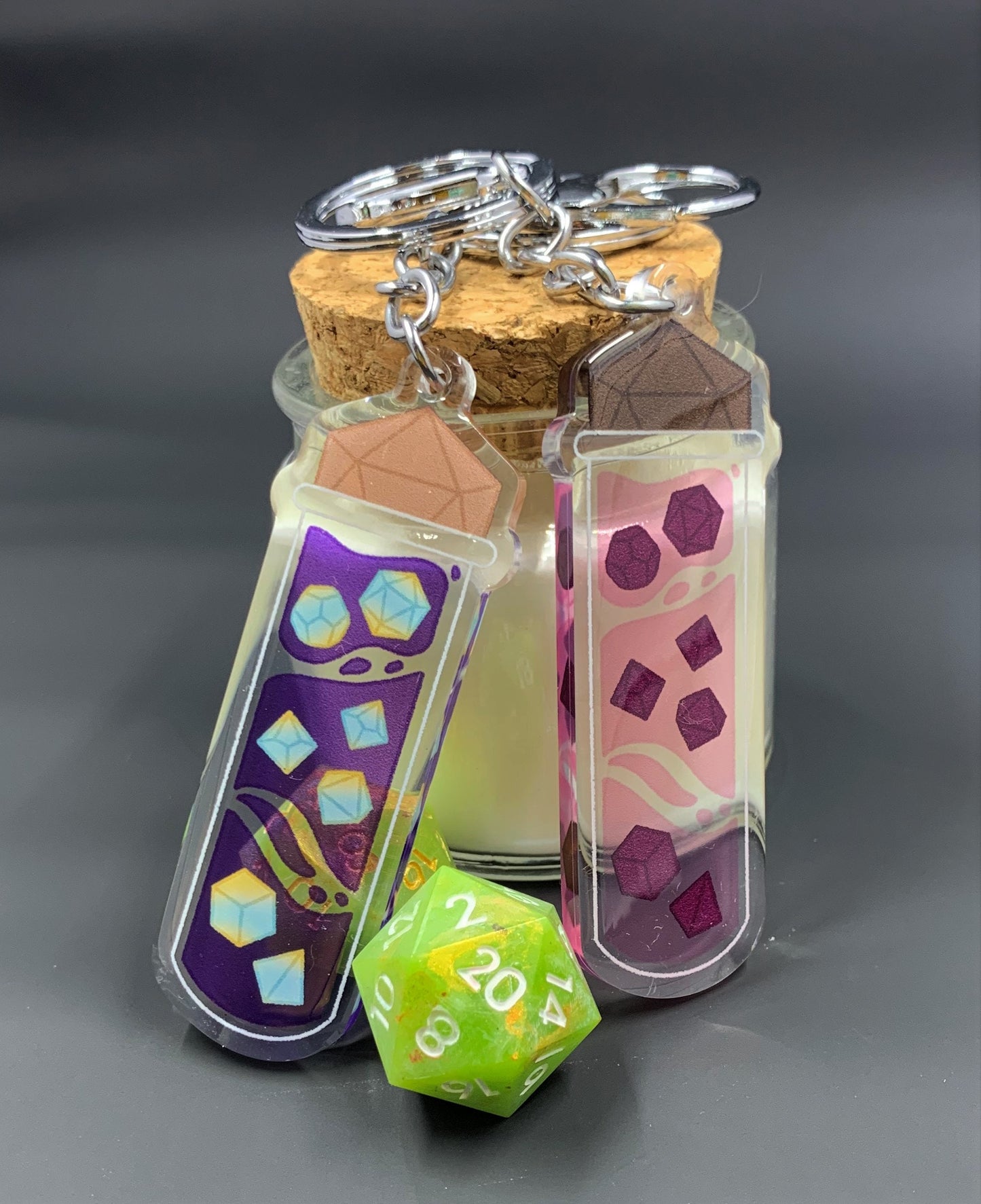 Dice Test Tube Acrylic Keychain