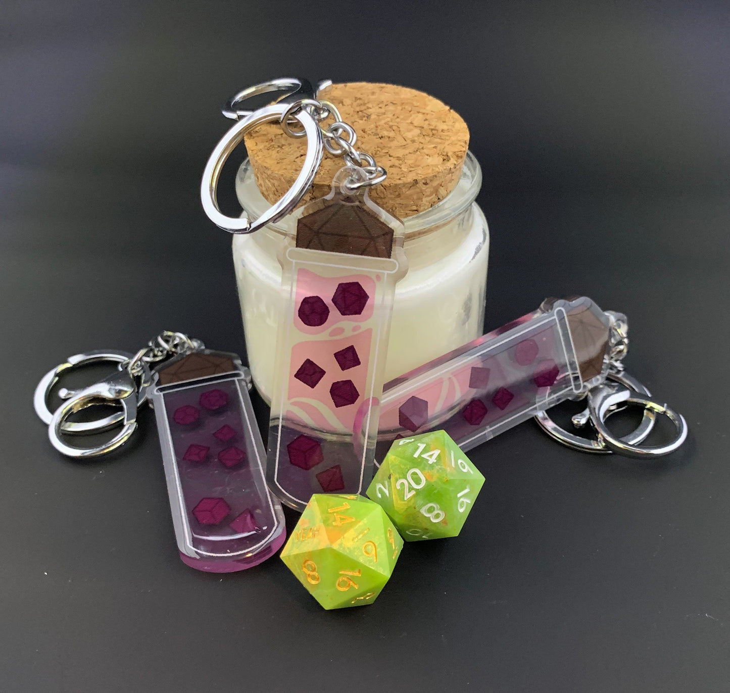 Dice Test Tube Acrylic Keychain