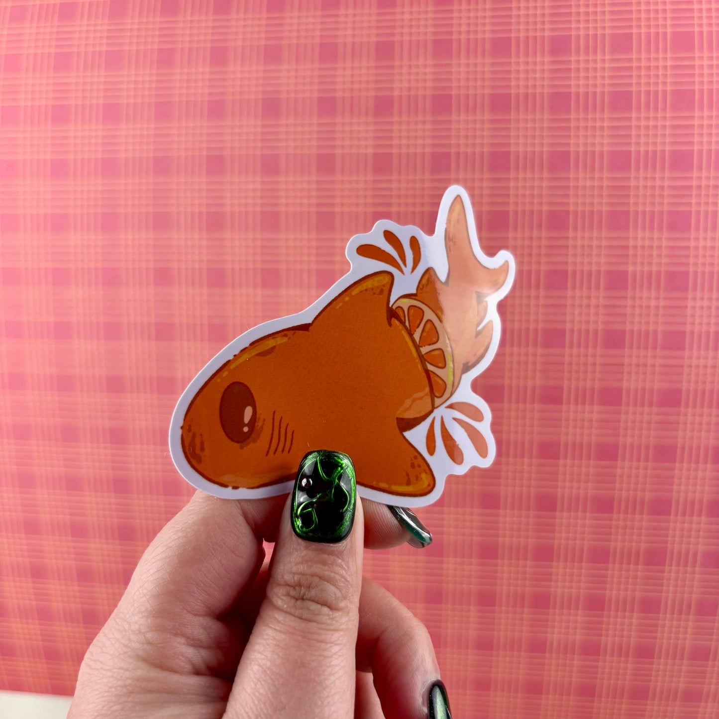 Orange Shark Glossy Vinyl Sticker
