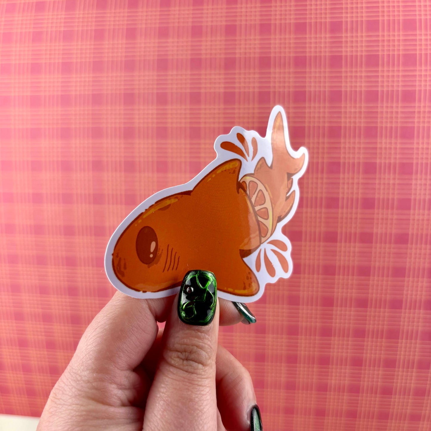 Orange Shark Glossy Vinyl Sticker