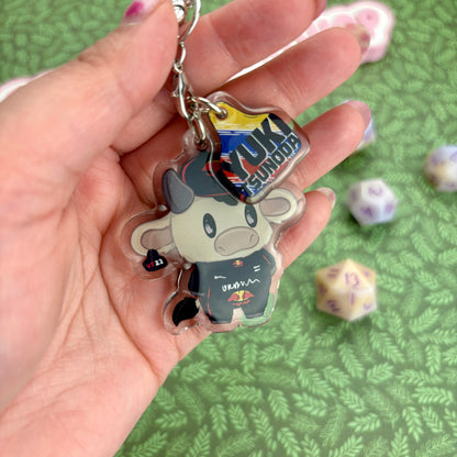 F1 Cow Driver ‘Yuki Moo-noda’ Acrylic Keychain