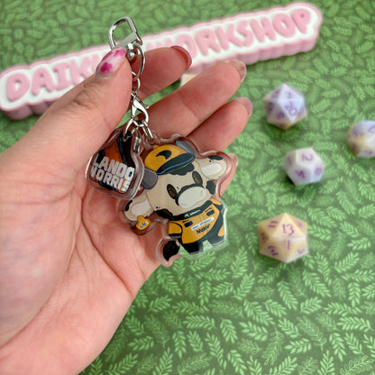 F1 Cow Driver ‘Lando Moo-rris’ Acrylic Keychain
