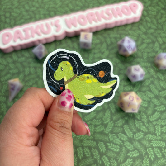 Space Dino Matte Glitter Vinyl Sticker