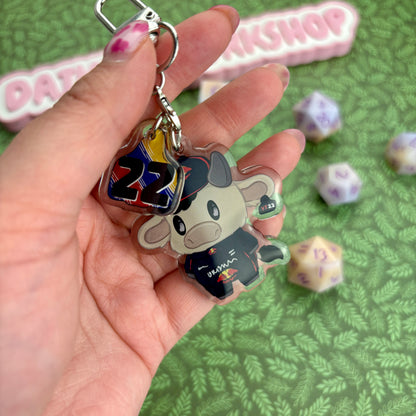 F1 Cow Driver ‘Yuki Moo-noda’ Acrylic Keychain