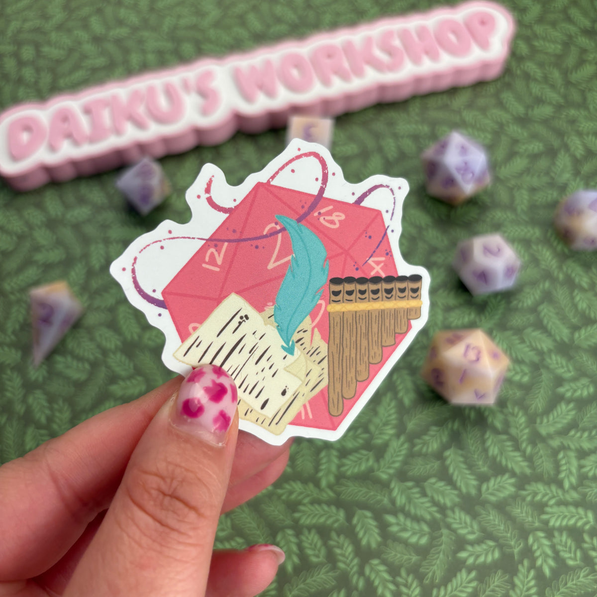 Bard d20 Matte Vinyl Sticker