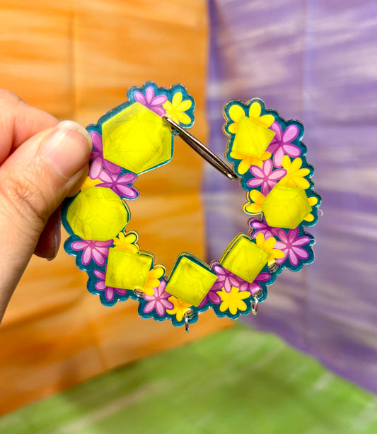 ‘Tropical Dice Wreath’ Acrylic Carabiner