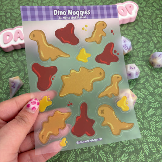 Dino Nuggets A6 Clear Matte Vinyl Sticker Sheet