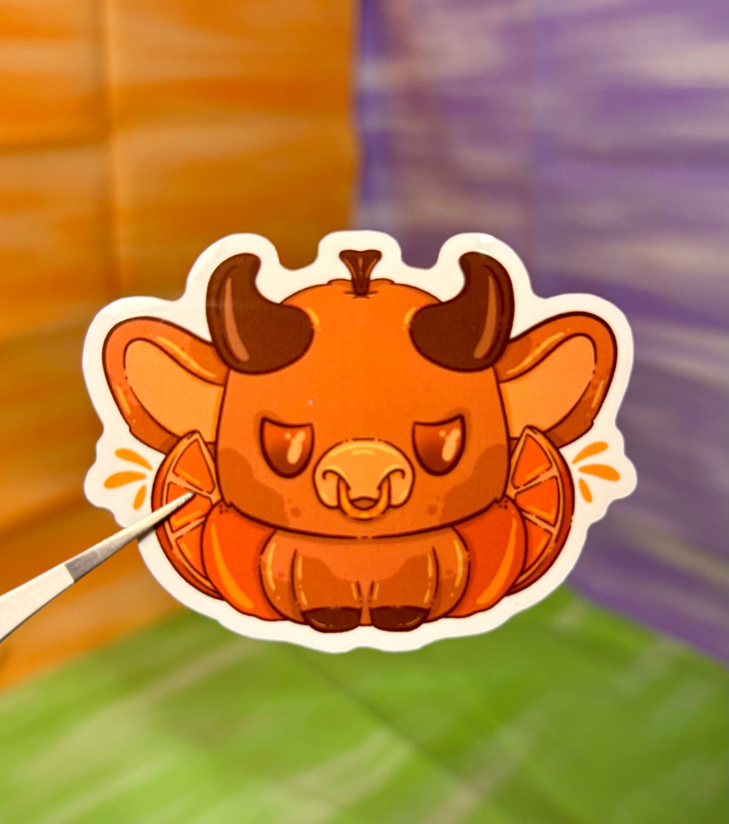 Orange Cow Sticker