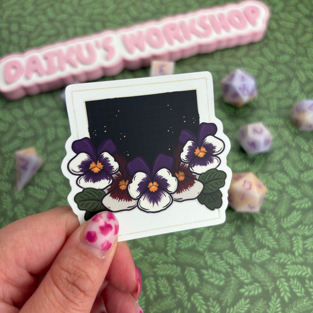 Pansies Polaroid Matte Vinyl Sticker