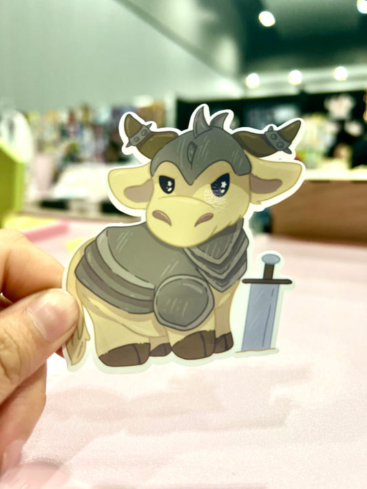Fighter DnD Cow Sticker