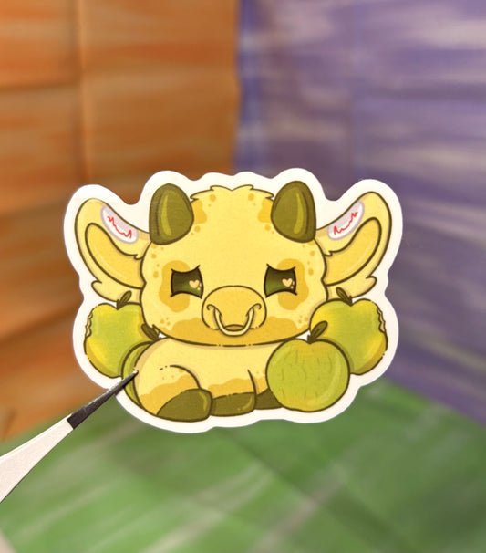 Green Apple Cow Sticker