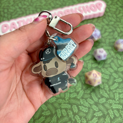F1 Cow Driver ‘George Russ-Moo’ Acrylic Keychain