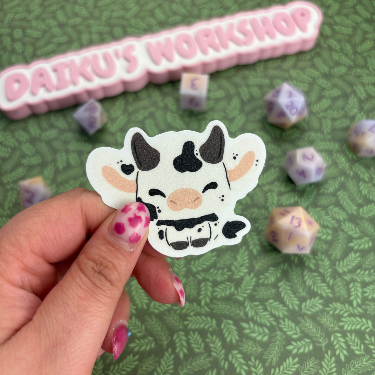 Cookies n Cream Cow Matte Glitter Vinyl Sticker