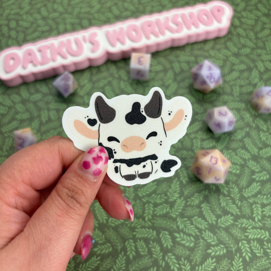 Cookies n Cream Cow Matte Glitter Vinyl Sticker