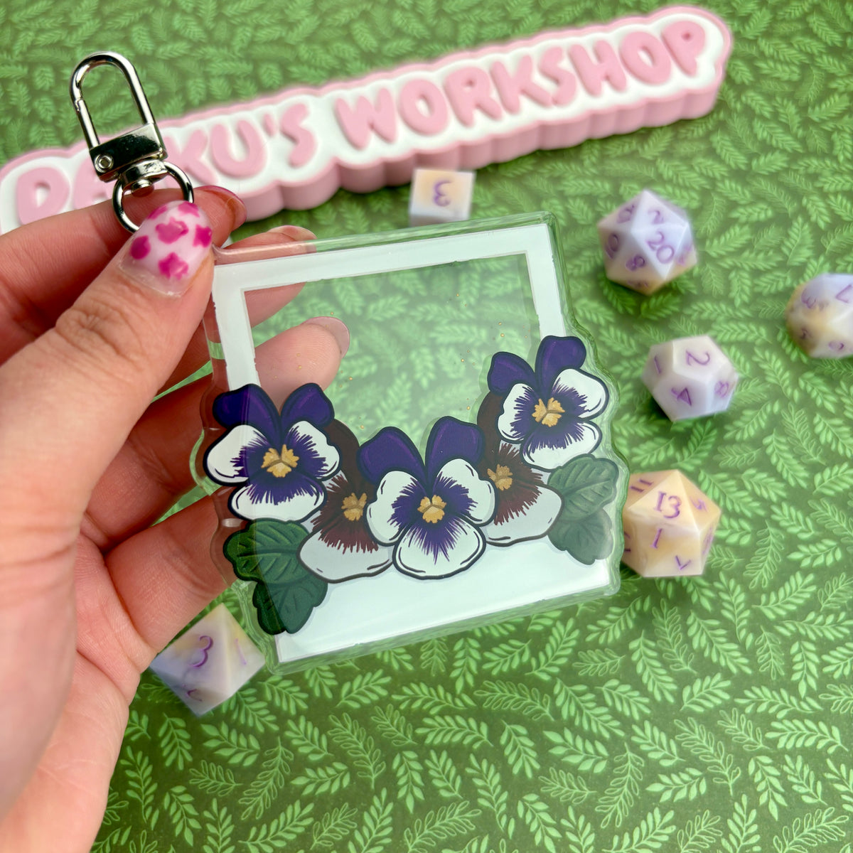Pansy Polaroid Acrylic Keychain
