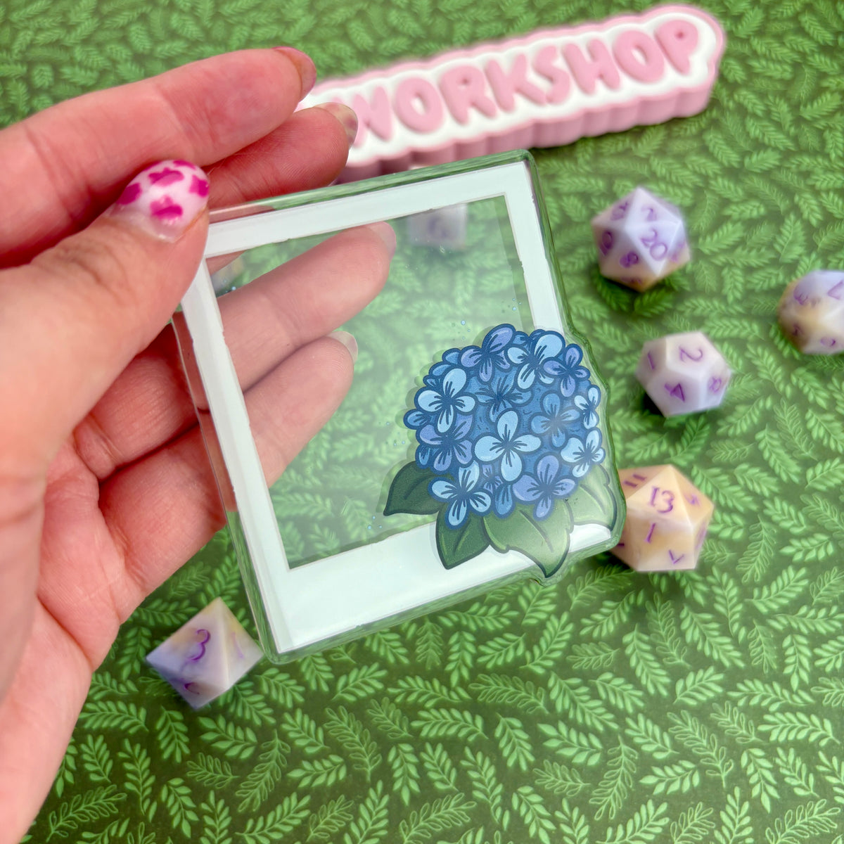 Hydrangea Polaroid Acrylic Keychain