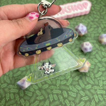 Abduction Cow Shaker Keychain