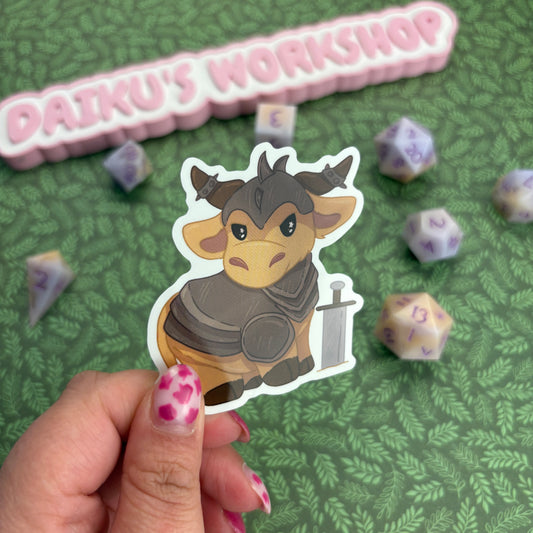 Fighter DnD Cow Sticker