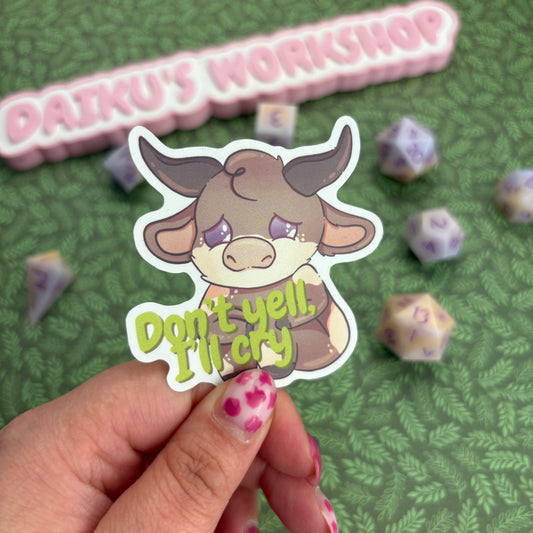 Sad Cow Matte Vinyl Sticker