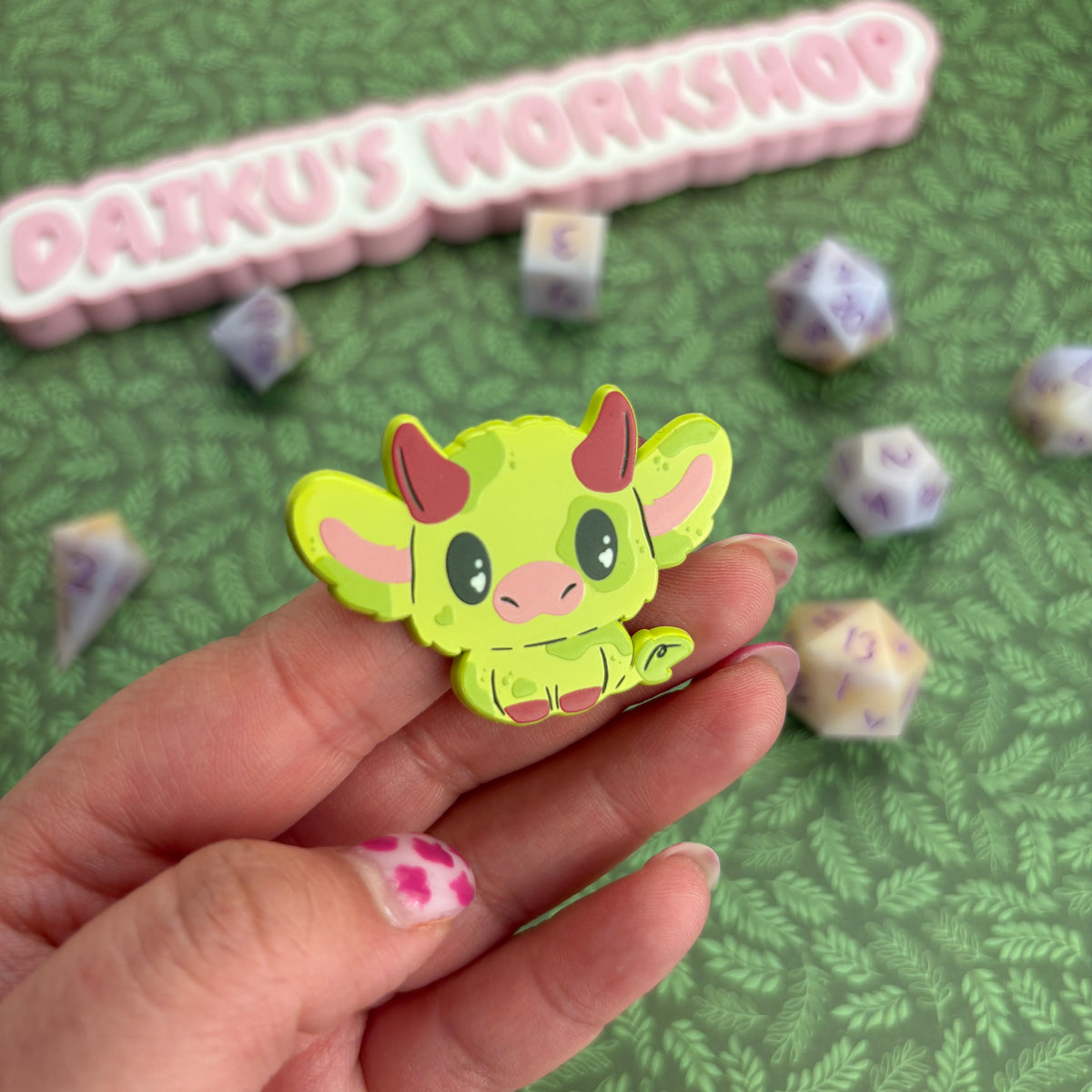 Matcha Cow Dyed Enamel Pin