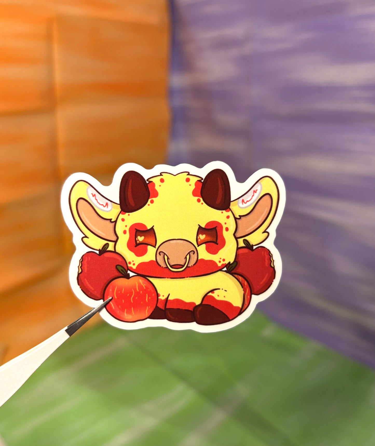 Red Apple Cow Sticker