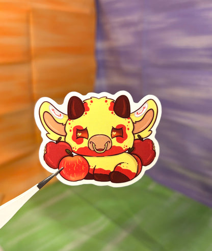 Red Apple Cow Sticker