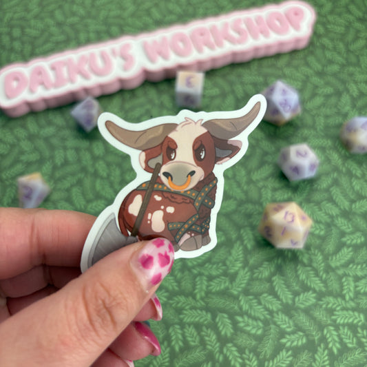 Barbarian DnD Cow Sticker
