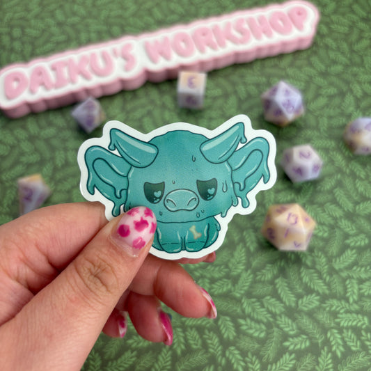 Gelatinous Cube Cow Sticker