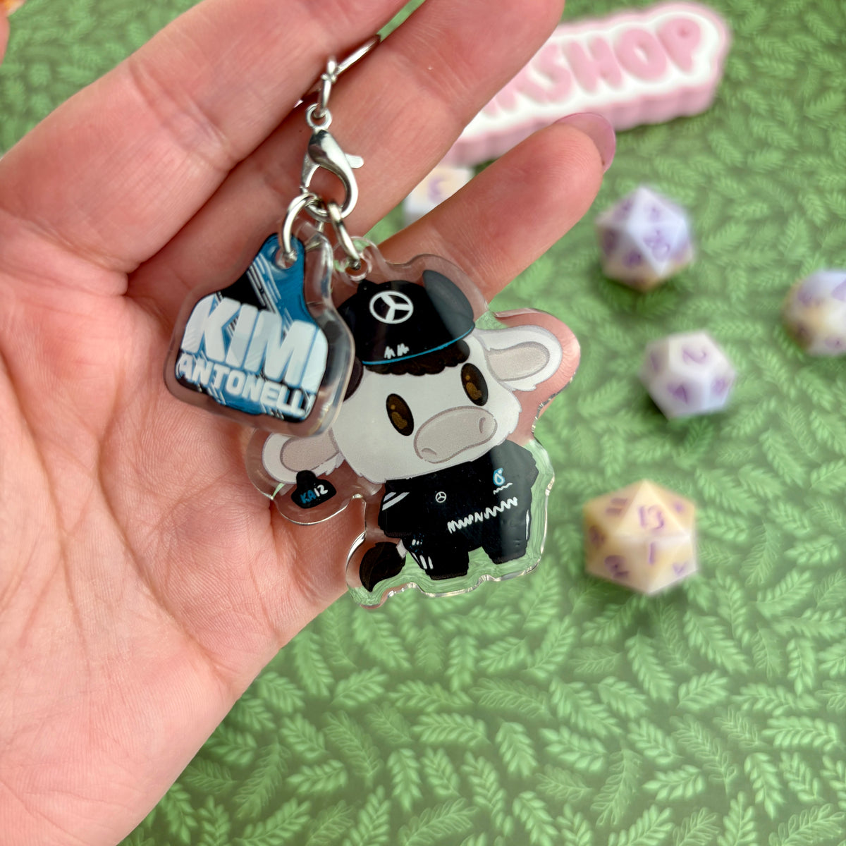 F1 Cow Driver ‘Ki-moo Antonelli’ Acrylic Keychain