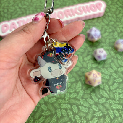 F1 Cow Driver ‘Max Verstap-moo’ Acrylic Keychain
